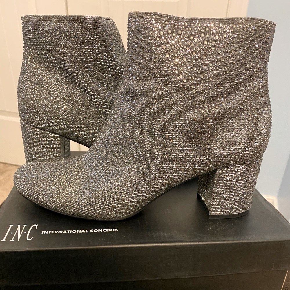 INC Floriann Block Heeled Rhinestone Bootie